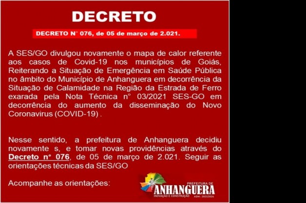 Decreto 076, de 05 de março de 2.021